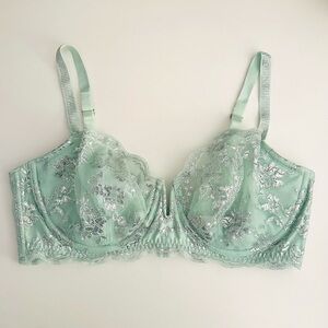 Victoria's Secret Mint and Silver Lace Bra